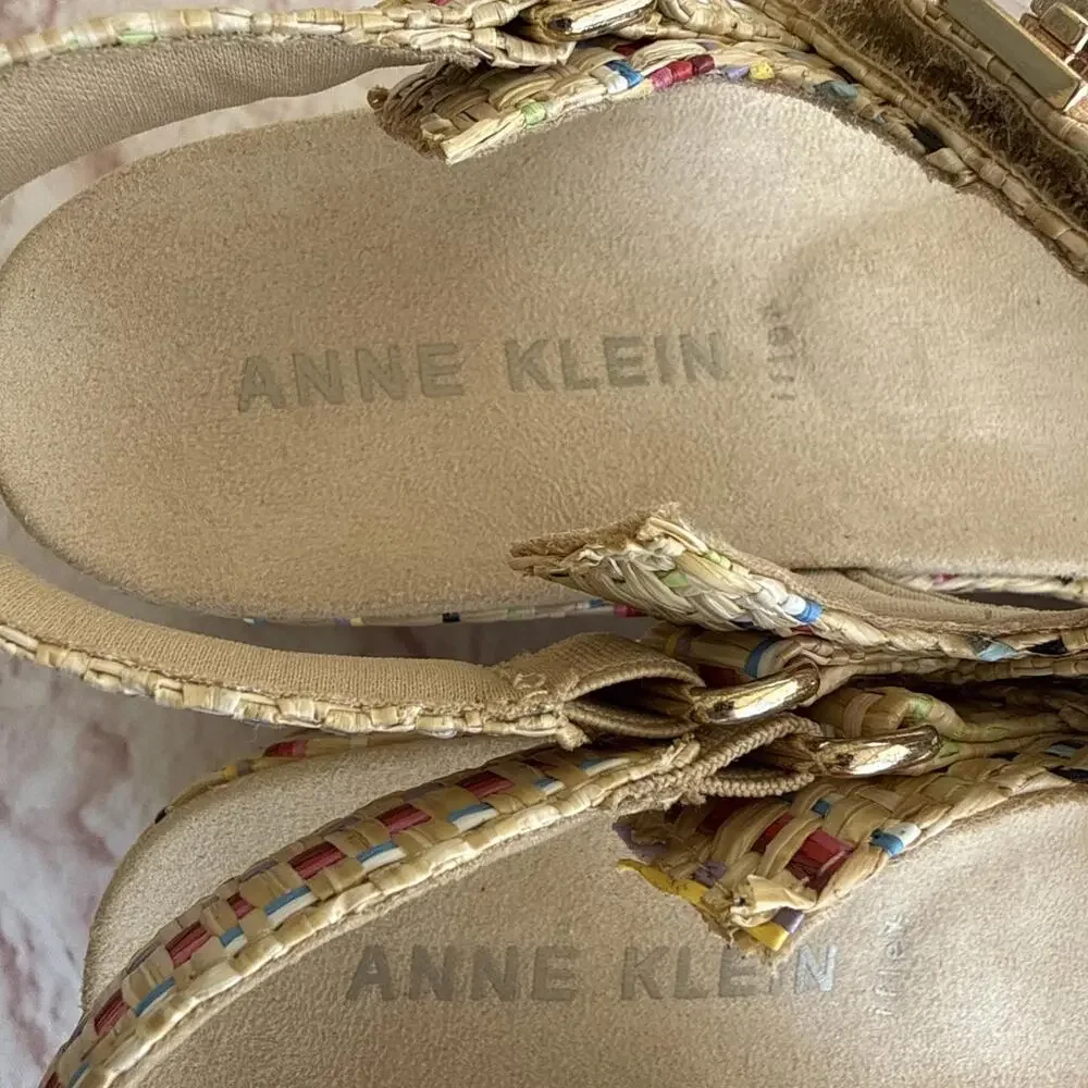 Anne Klein AKVerse Multicolor Platform Sandal Rafia 7M NIB